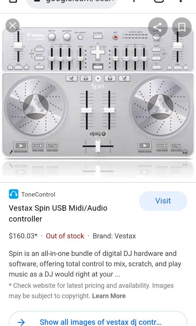 Vestax Spin DJ USB controller, Audio, Soundbars, Speakers & Amplifiers
