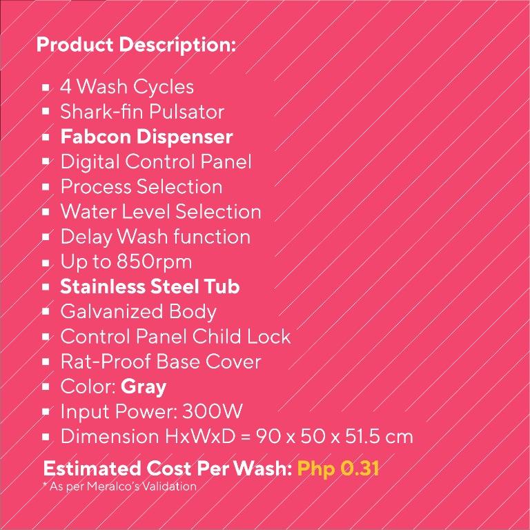 Whirlpool Washing Machine Top Load 5.8kg LFP580GR, TV & Home