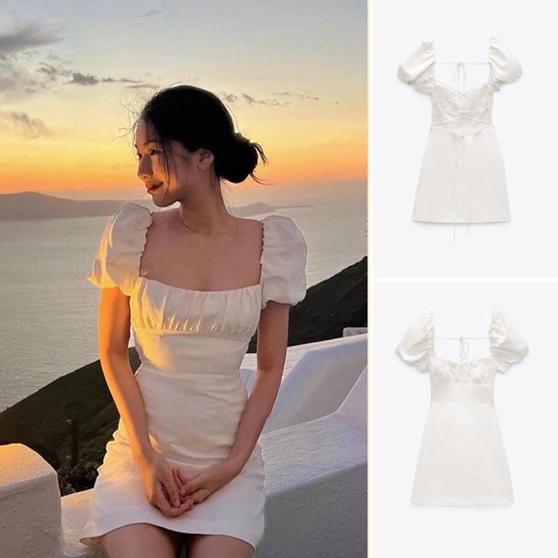 REPRICED! White Linen Dress Za*Ra, Women's Fashion, Dresses & Sets