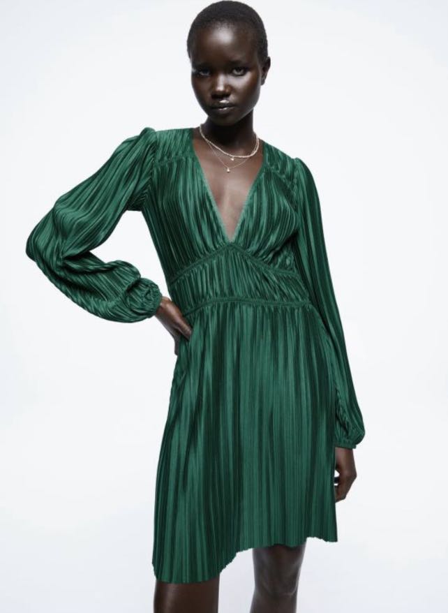 Green velvet wrap dress zara deals
