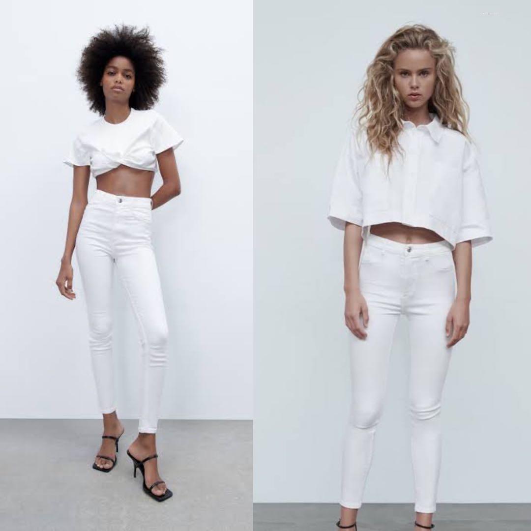White Skinny High Waist Jeans, Women's Fashion, Bottoms, Jeans