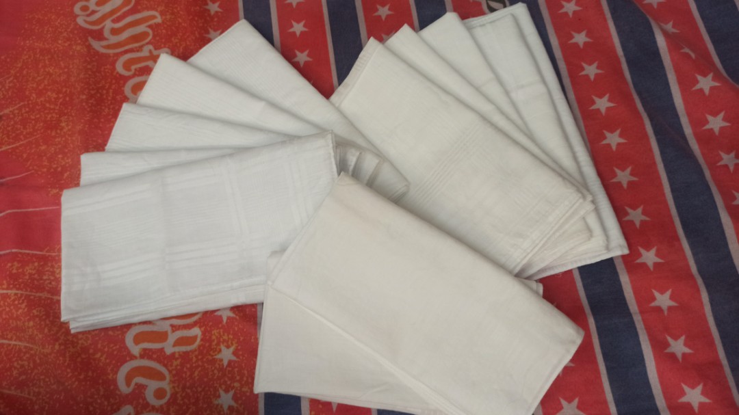 12 pcs white handkerchief, Men's Fashion, Watches & Accessories
