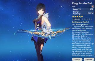 4x5🌟! Genshin impact starter account w/ Yelan + Elergy of the end