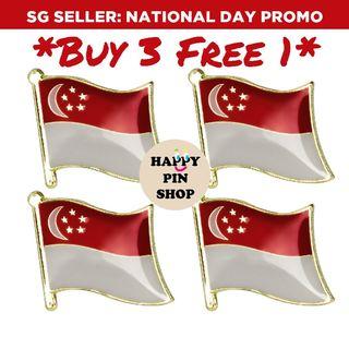 𝐁𝐮𝐲 𝟑 𝐅𝐑𝐄𝐄 𝟏 🇸🇬 Singapore Pin, Singapore Flag Collar Pin Lapel Badge Brooch (National Day, NDP2022, enamel pin) - happypinshop, Happy Pin Shop