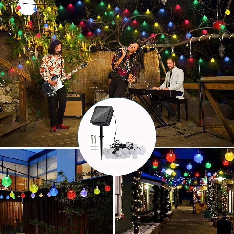 ???? ???????????????? ????????????????????????????????!) Solar String Lights Outdoor Waterproof,8 Mode  7M/24Ft 50LED ed Crystal Ball Outdoor Solar Powered String Lights for Patio,Solar  Garden Lights for Yard Porch Wedding Party Decoration(Multi-Color),  Furniture  Home