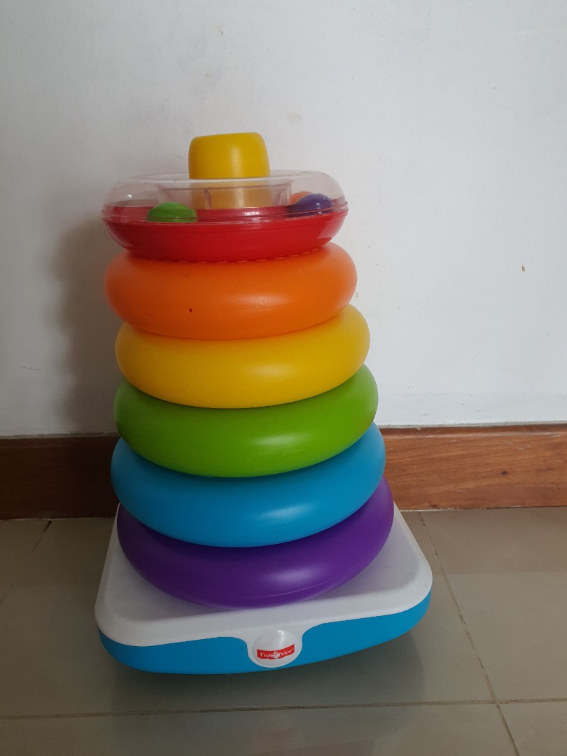 Authentic Fisher Price GIANT stack o ring rainbow, Babies & Kids ...