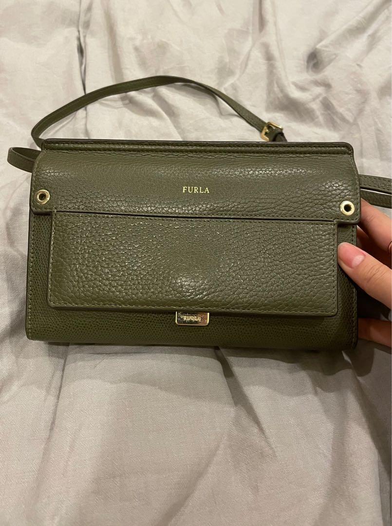 Authentic Furla Cross Body Bag WOC in Olive Green