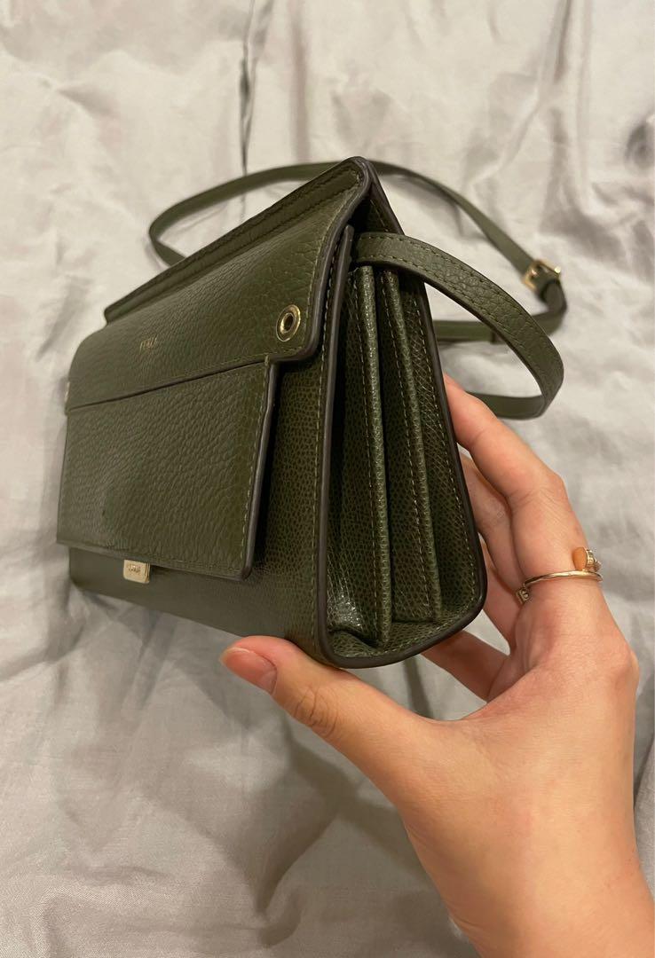 Authentic Furla Cross Body Bag WOC in Olive Green