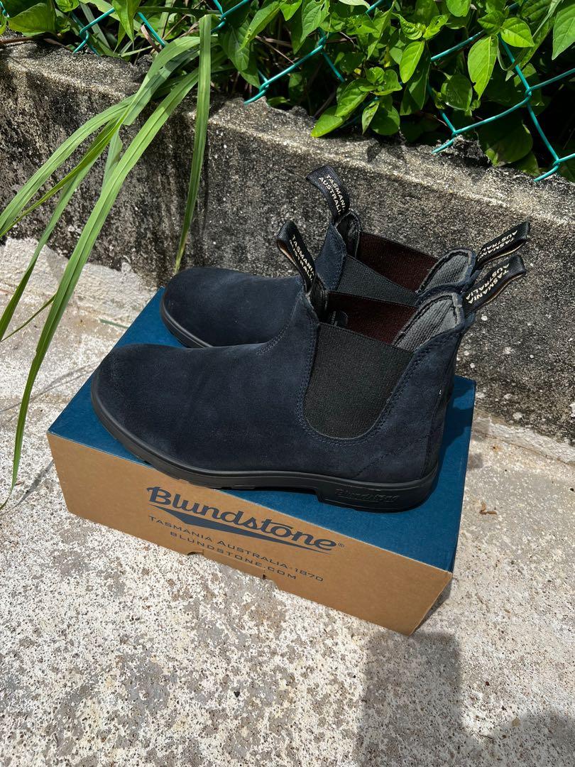 Blue suede top blundstones