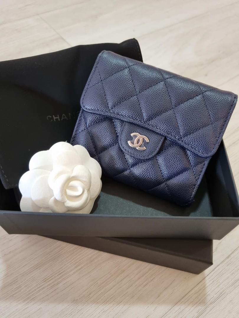 BNIB 22A Chanel Wallet Chanel Small Flap Classic Wallet Navy Blue Caviar