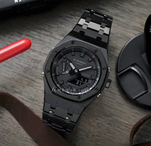 Casio black hotsell steel watch
