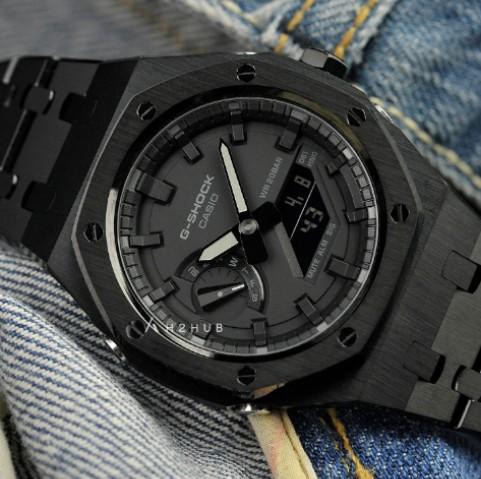 CASI OAK PURE STEEL STEALTH BLACK SPECIAL G shock CUSTOM WATCH
