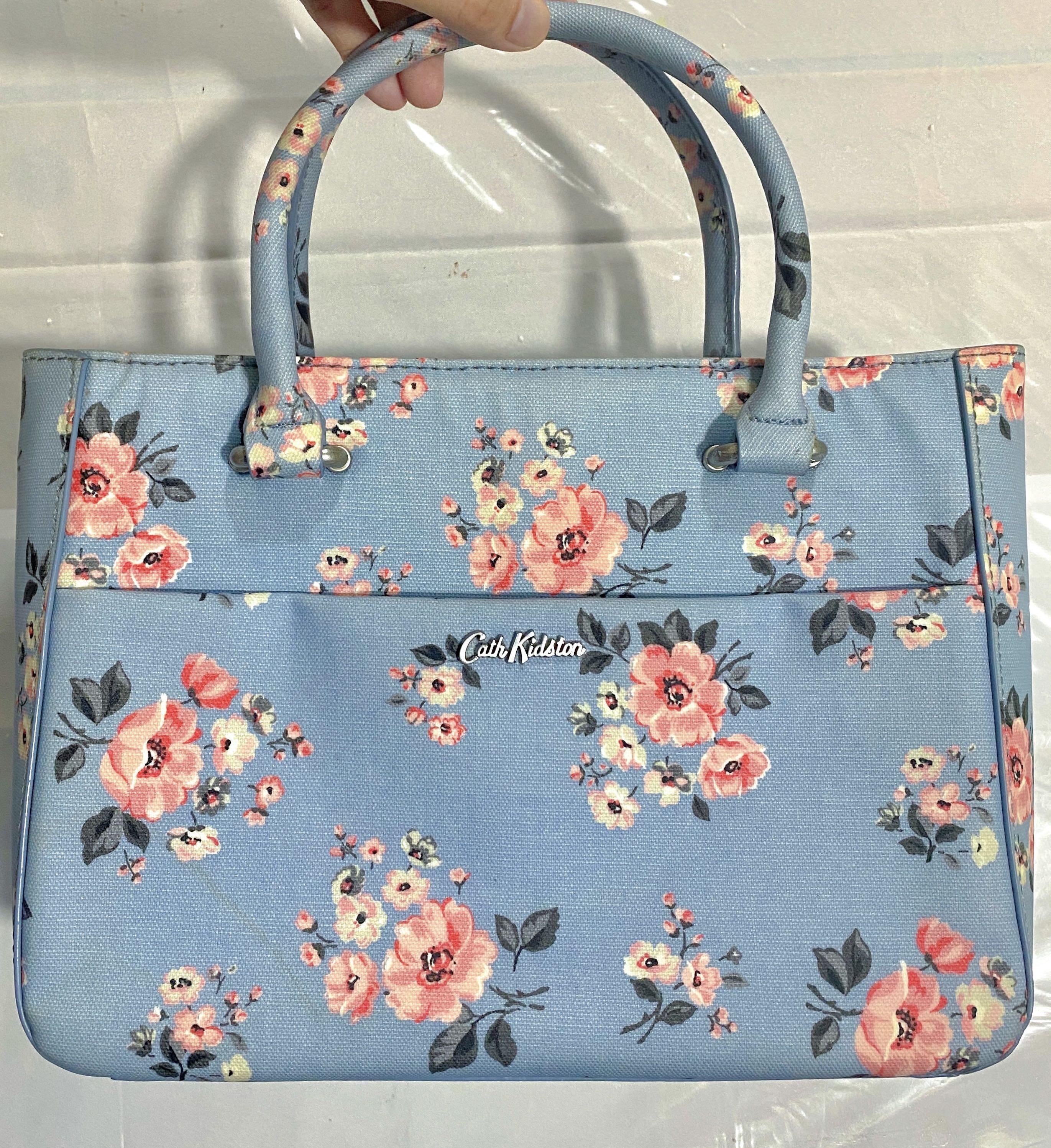 Cath Kidston Handbag Light Blue Floral Signature Print FREE SMALL BAG