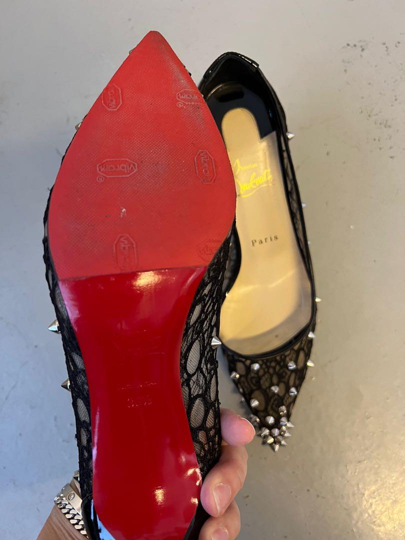 Christian Louboutin lace heels w spike toe cap