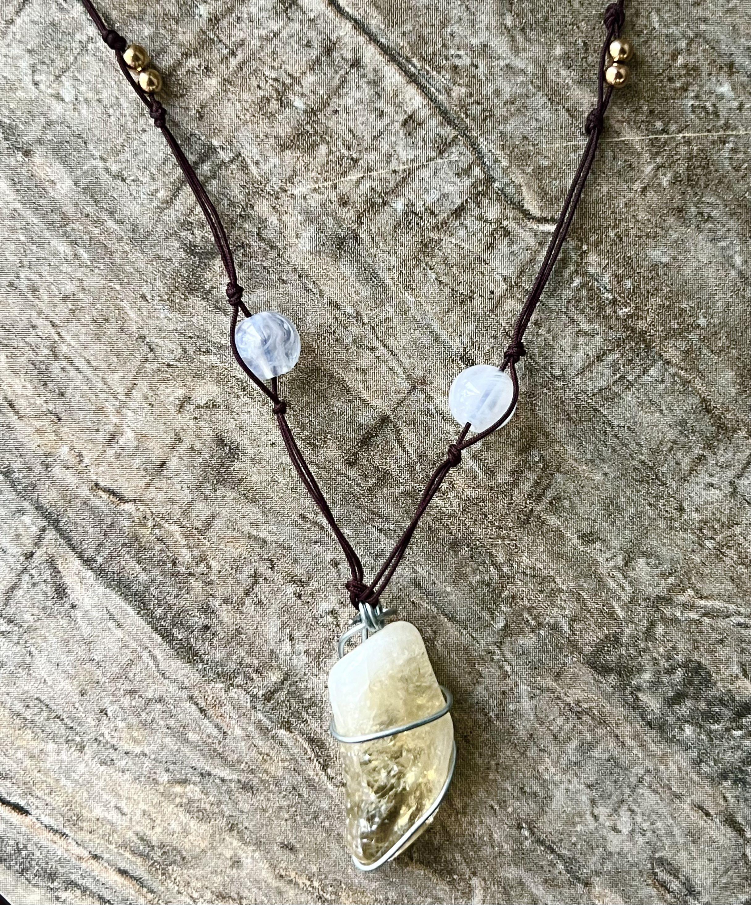 Citrine Wire Wrap Rope Necklace Women s Fashion Jewelry