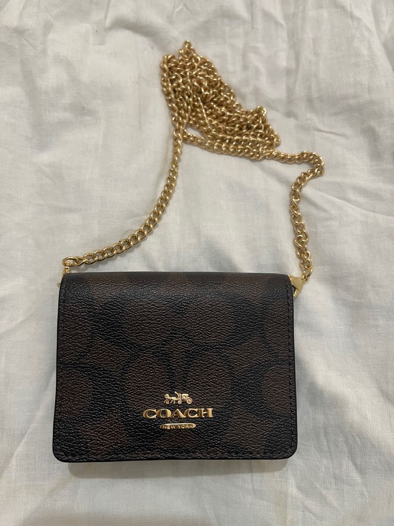 COACH mini wallet on a chain, Luxury, Bags & Wallets on Carousell