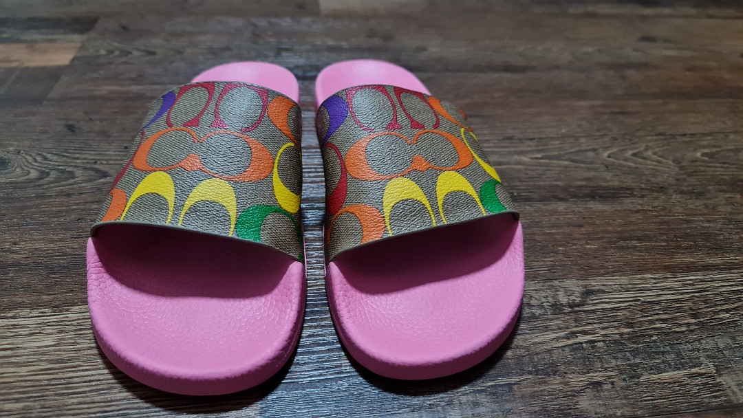 coach rainbow slide sandals