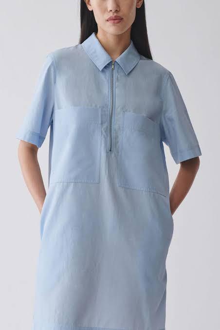 COS + Zip-Up Denim Shirt Dress