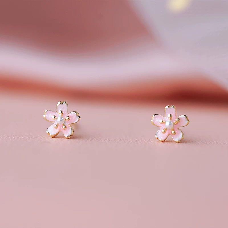 Dainty Sweet Cherry Blossom Earrings Women s Fashion Jewelry
