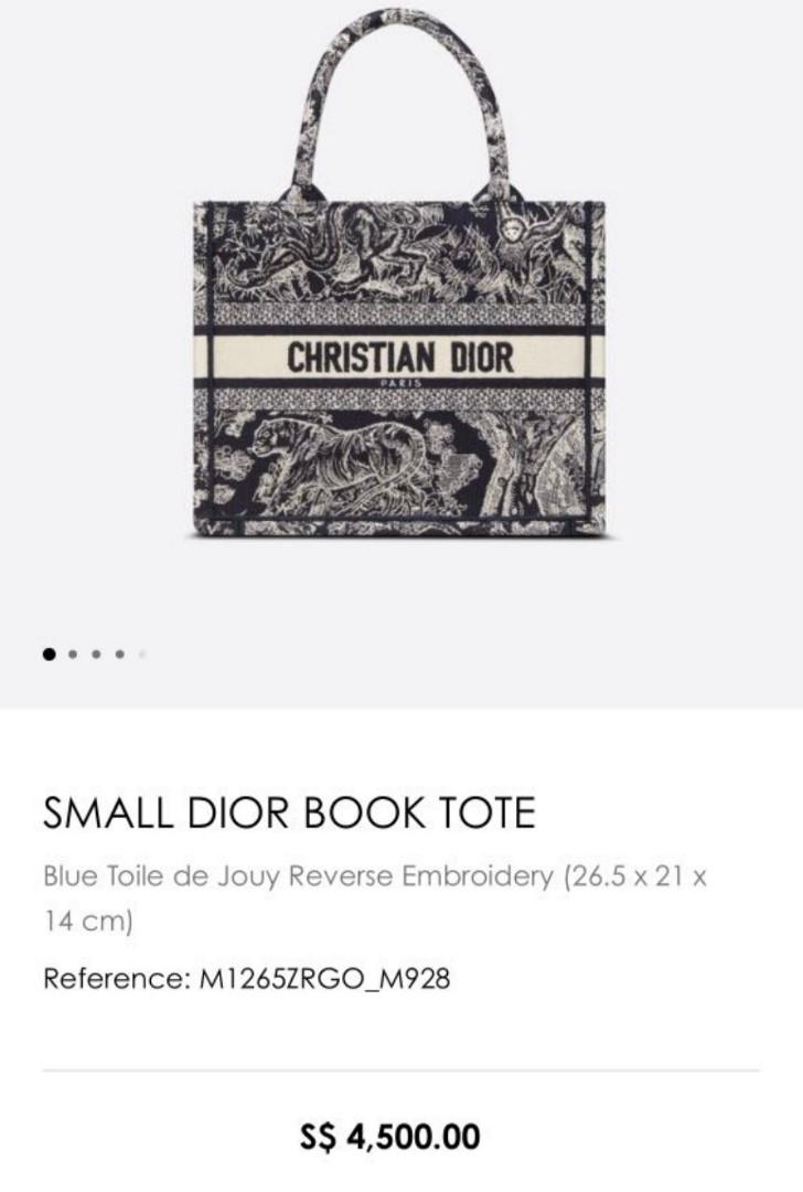 Dior - Small Dior Book Tote Ecru and Blue Dior Oblique Embroidery (26.5 x 21 x 14 cm) - Women