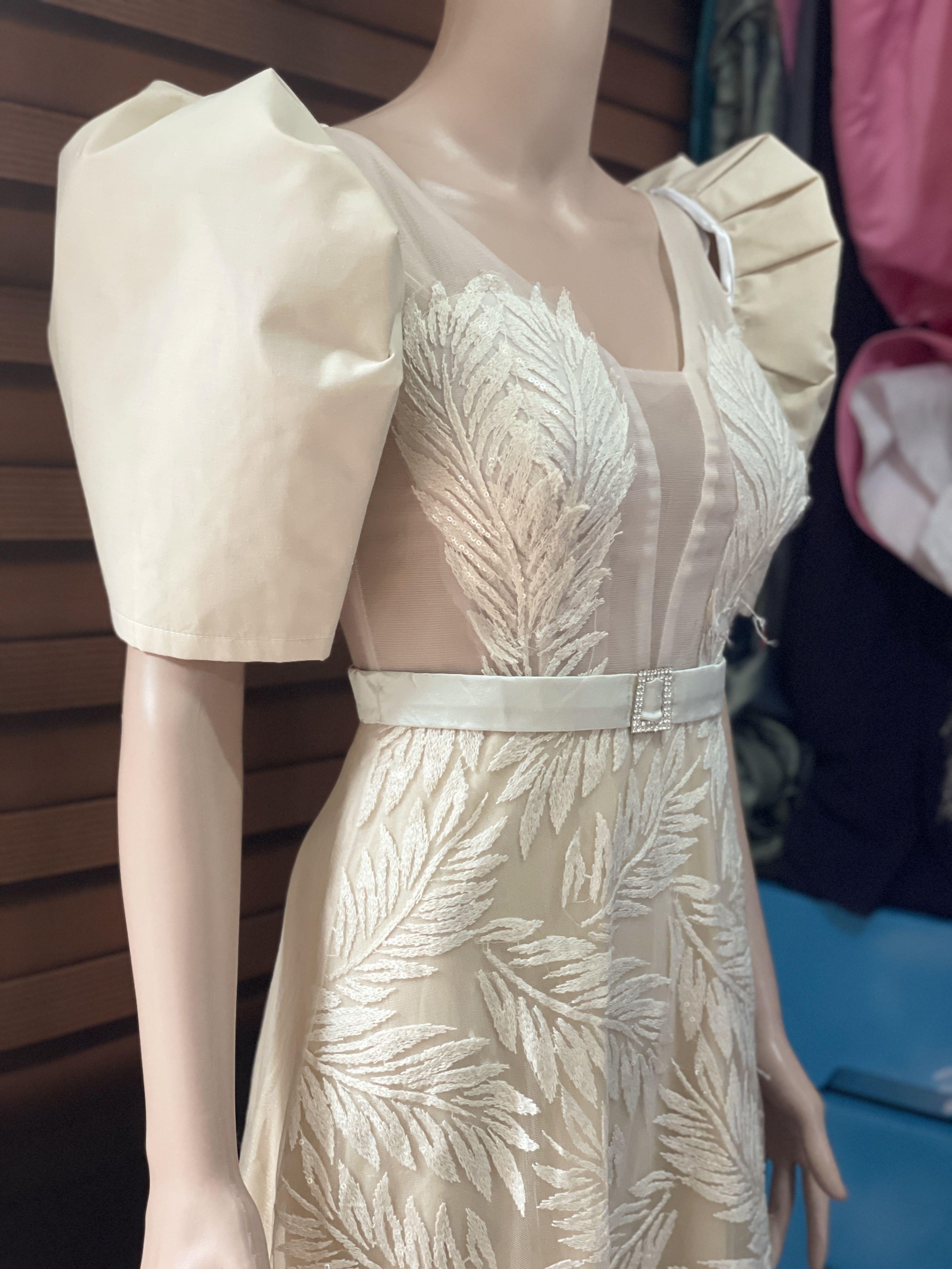 Modern filipiniana dress hotsell cream