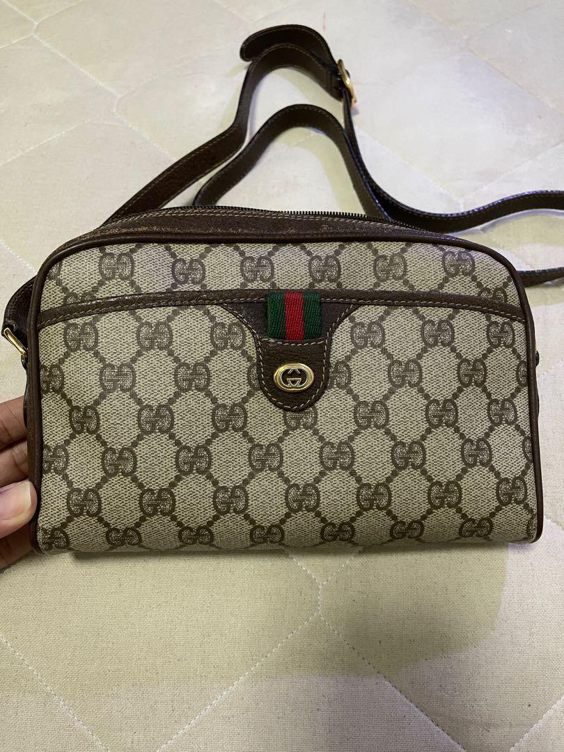 RARE Vintage 1970s GUCCI Monogram Flap Top Gusseted Push Lock Shoulder Bag  - VIA VTG VOX POP