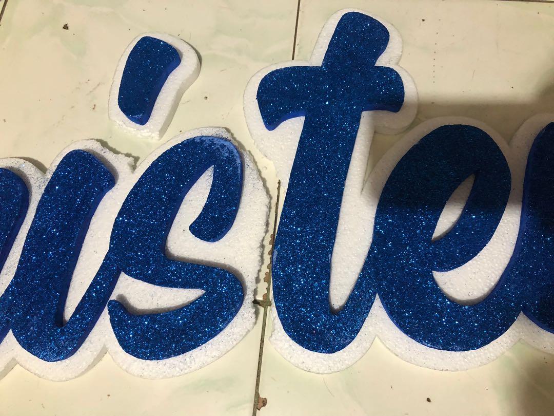 Happy Christening styro backdrop, Hobbies & Toys, Stationary & Craft