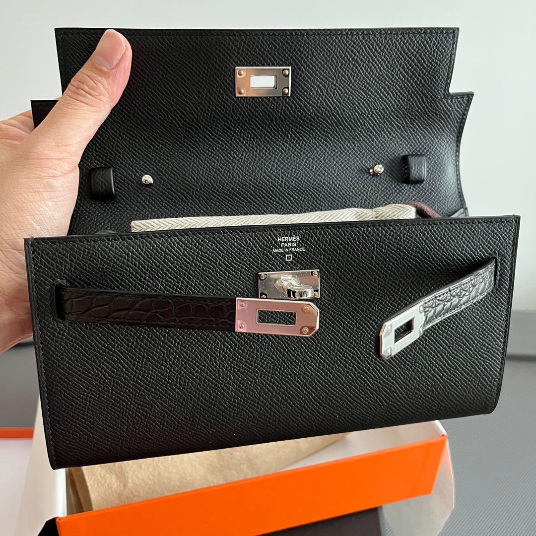 Hermès Chai Epsom And Matte Alligator Touch Kelly To Go Wallet