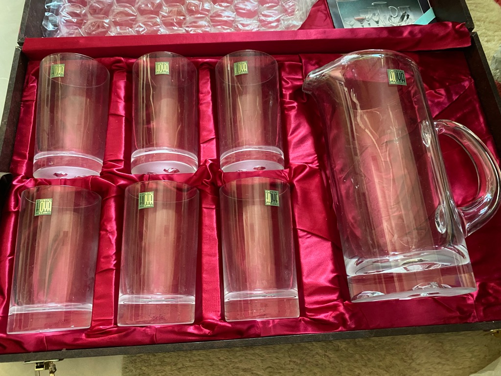 FINAL WEEK JULY 2022 Japanese Hoya Fine Glass tumbler and set of 6 glasses, Furniture & Home