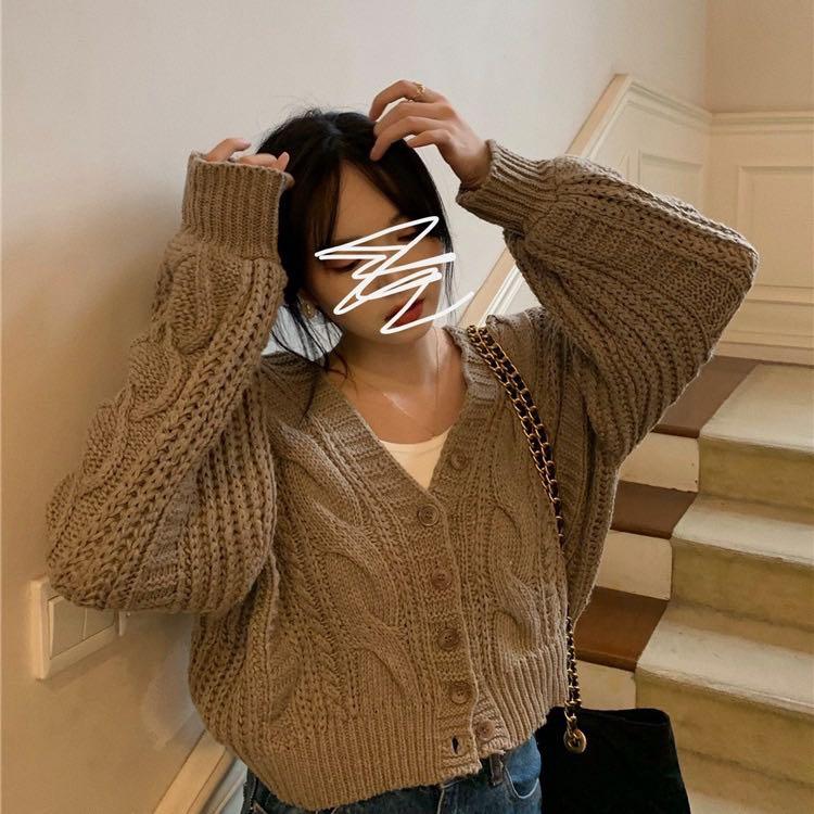 Khaki outlet knit cardigan