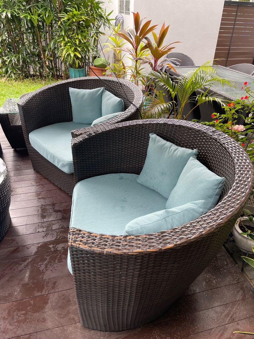 Gray All Weather Wicker Cushioned Patio Chairs 2 Pack Big