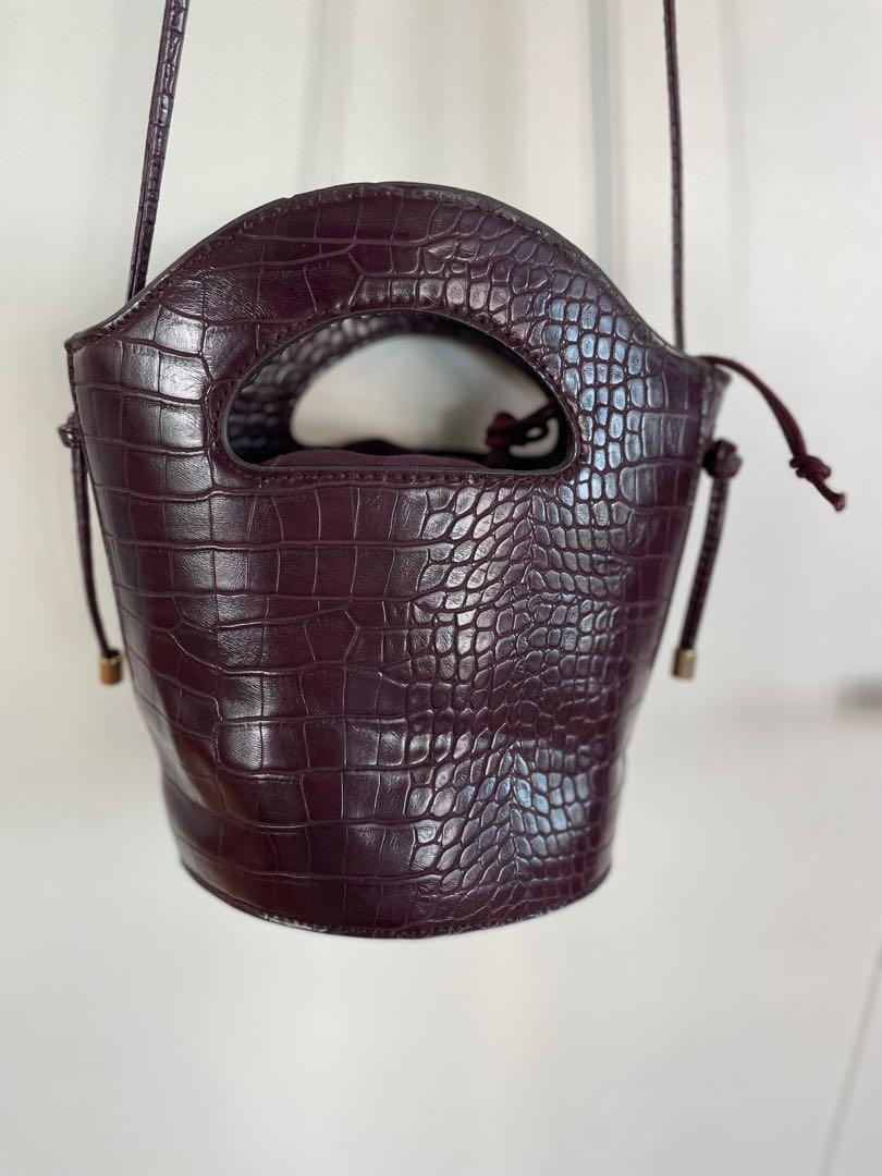 Mango Croc effect bucket bag