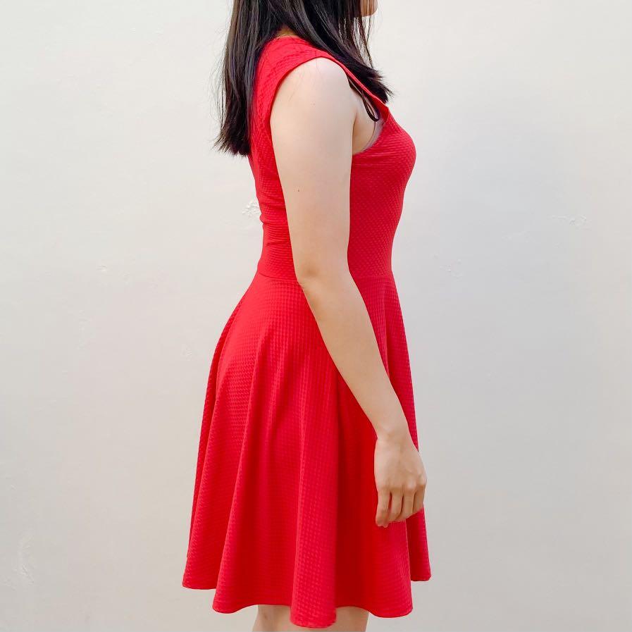 New Look Red Sleeveless Dress, Fesyen 