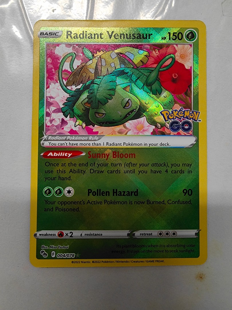 Pokemon GO Radiant Venusaur Card - 004/078, Shiny Pokemon Holo Rare Trading  Card