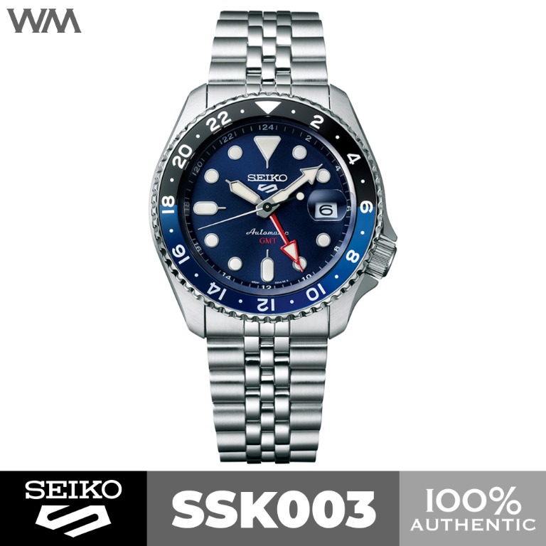 Seiko 5 Sports SKX GMT Blue Dial Stainless Steel Automatic Watch SSK003 ...