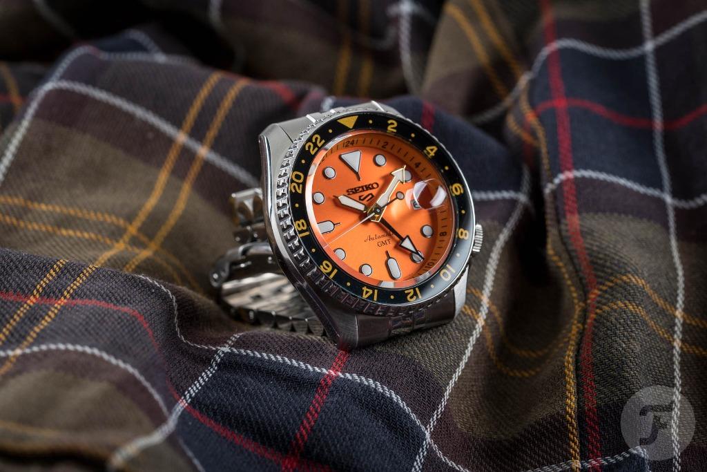 Seiko 5 Sports SKX GMT Orange Dial Stainless Steel Automatic Watch