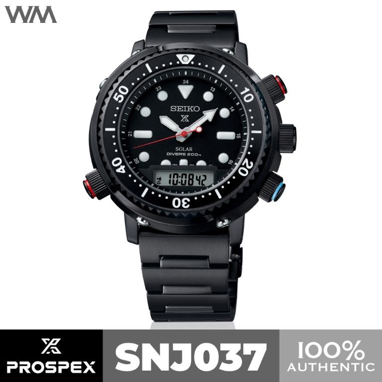 Seiko Prospex Limited Edition Black Arnie Re-issue 40th Anniversary Solar  Hybrid Diver's Watch SNJ037 SNJ037P1, Men's Fashion, Watches & Accessories,  Watches on Carousell