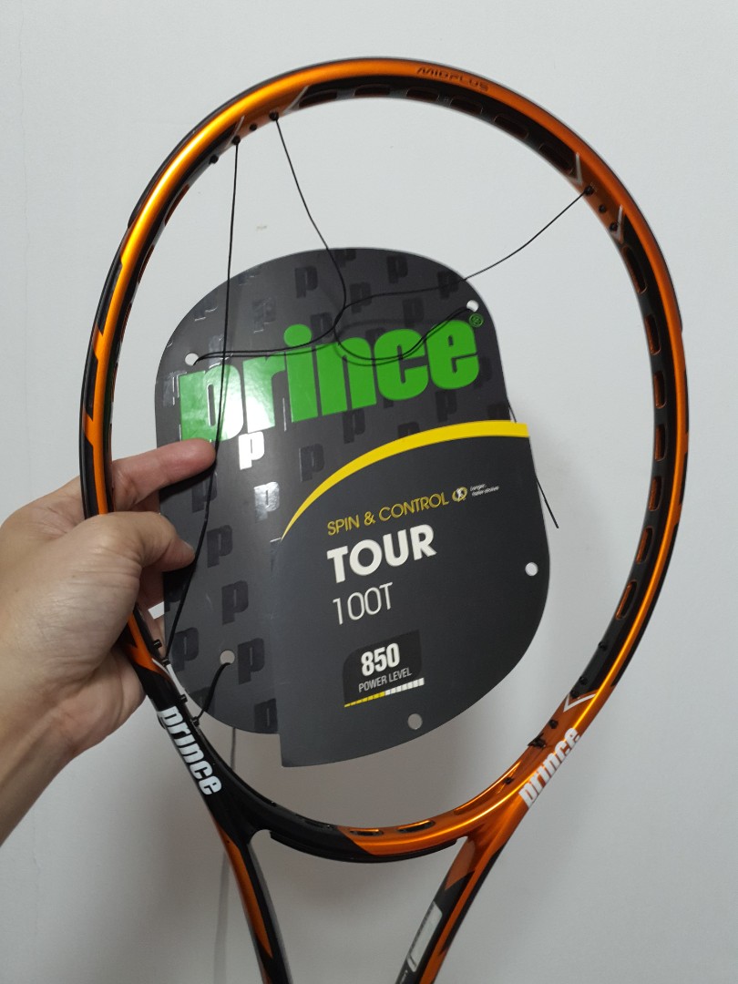 Prince Tennis Racket Tour 100T Spin and Congrol Power Level 850, Sports ...