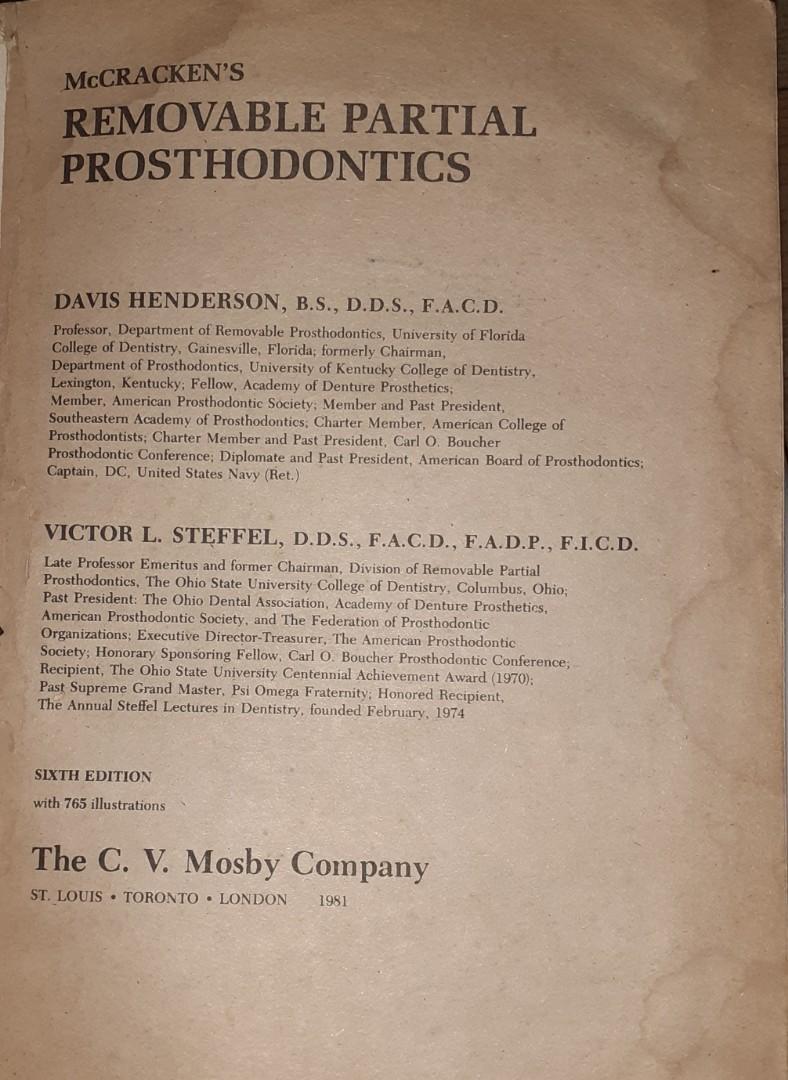 McCrackens Removable Partial Prosthodontics Henderson Steffel 6th
