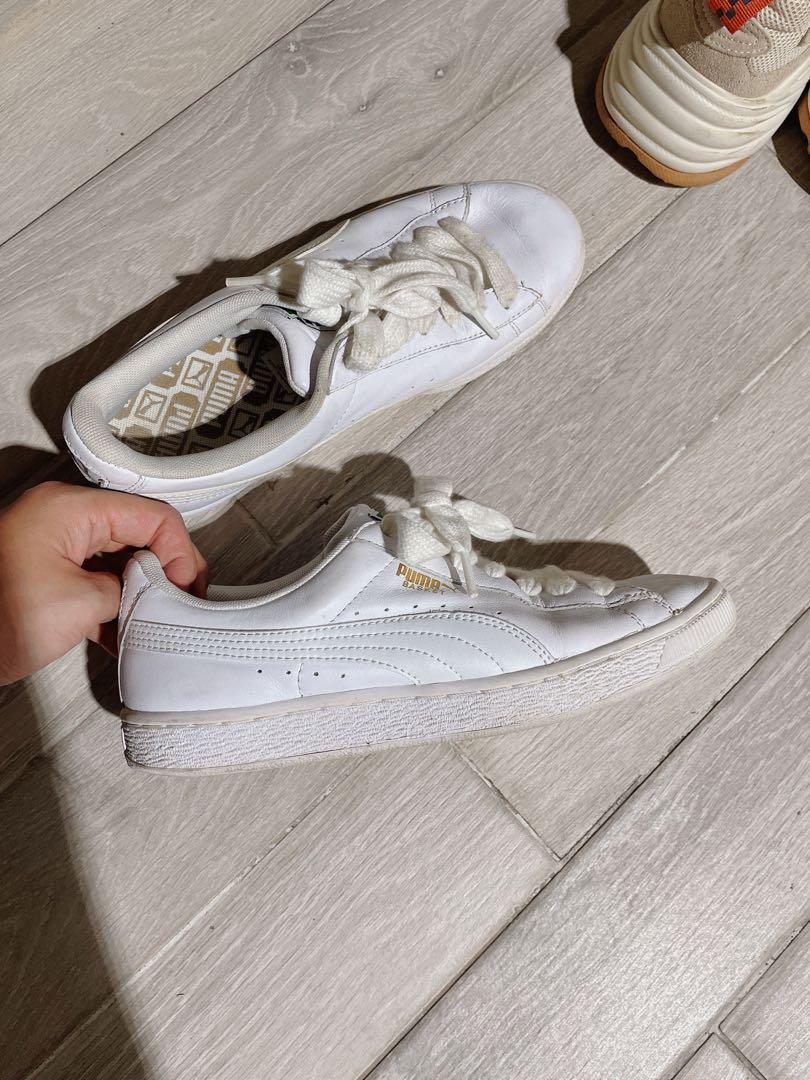White leather puma shoes online