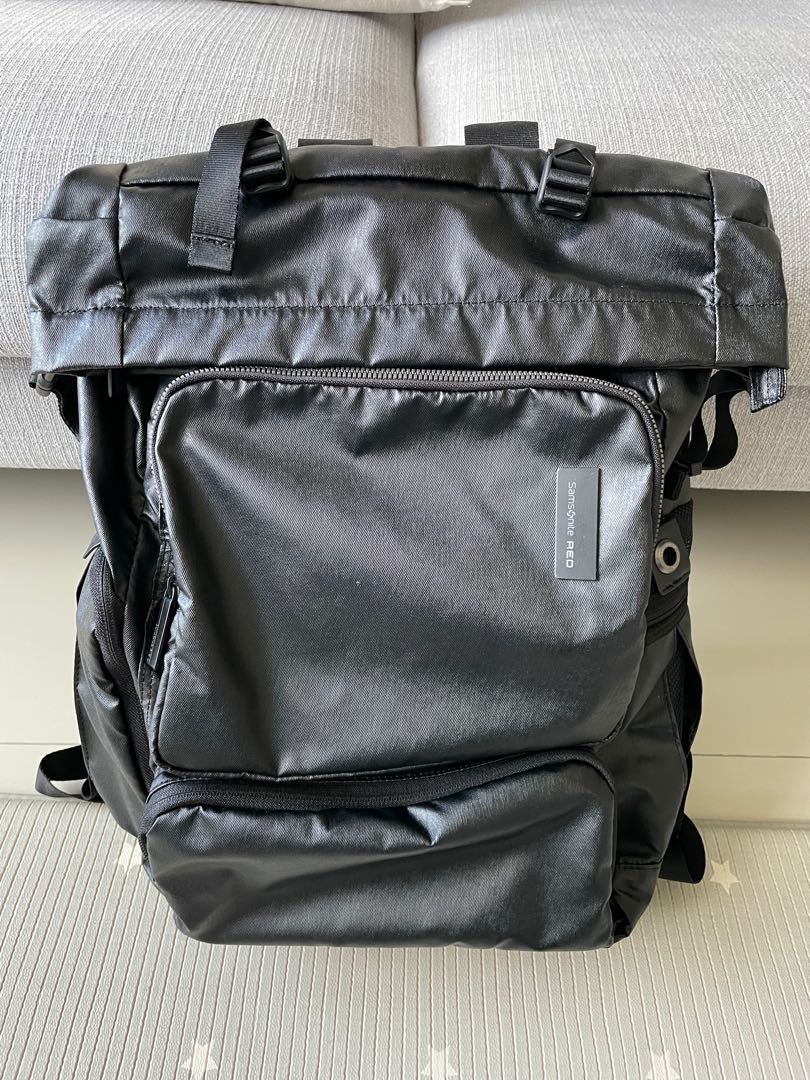 Samsonite Red Alvion Roll Top Travel Backpack Men s Fashion