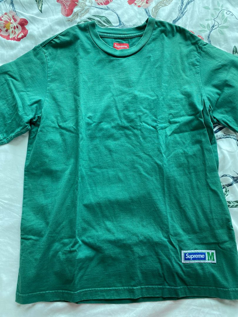 SUPREME ATHLETIC LABEL TEE GREEN SIZE M top box, 男裝, 上身及套裝