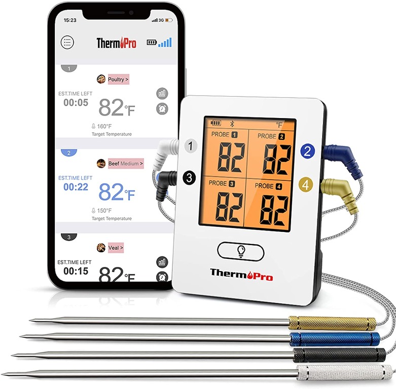 ThermoPro TP25 Bluetooth Meat Thermometer with 4 Temperature Probes