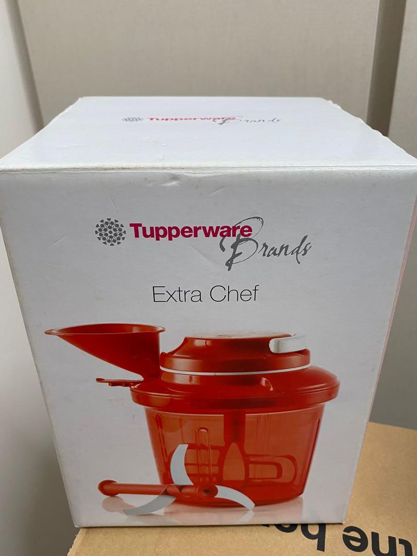 Tupperware Extra Chef (Category: Hand & Stand Mixers) located in Singapore. Submitted by elimcloset (Listing ID 1169965609, Image 1). Description: Simplify your preparation as the Tupperware Extra Chef blend, chop, mix and emulsify batters! All parts intact in box. **BRAND NEW- never been used-** - not for fussy buyer as box is not perfect for gifting. - manage your expectations with pricing of my item.
