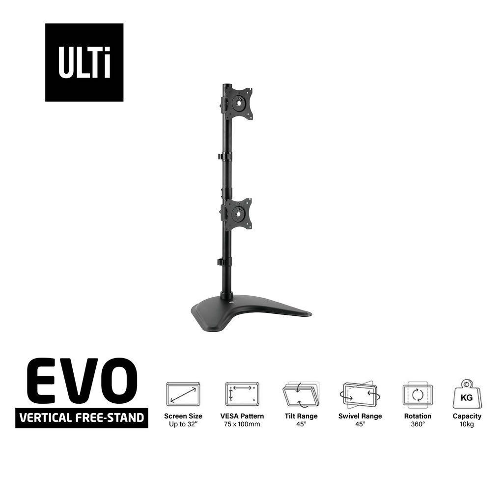 ULTI Dual LCD 13 to 34 inch Monitor Vertical Desk Stand, FreeStanding