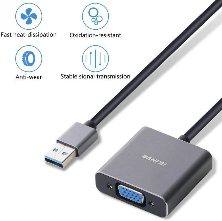 USB to VGA Adapter, BENFEI 1080P USB 3.0 to VGA Full HD Converter