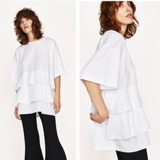 Zara Oversized Tiered Ruffle Poplin 