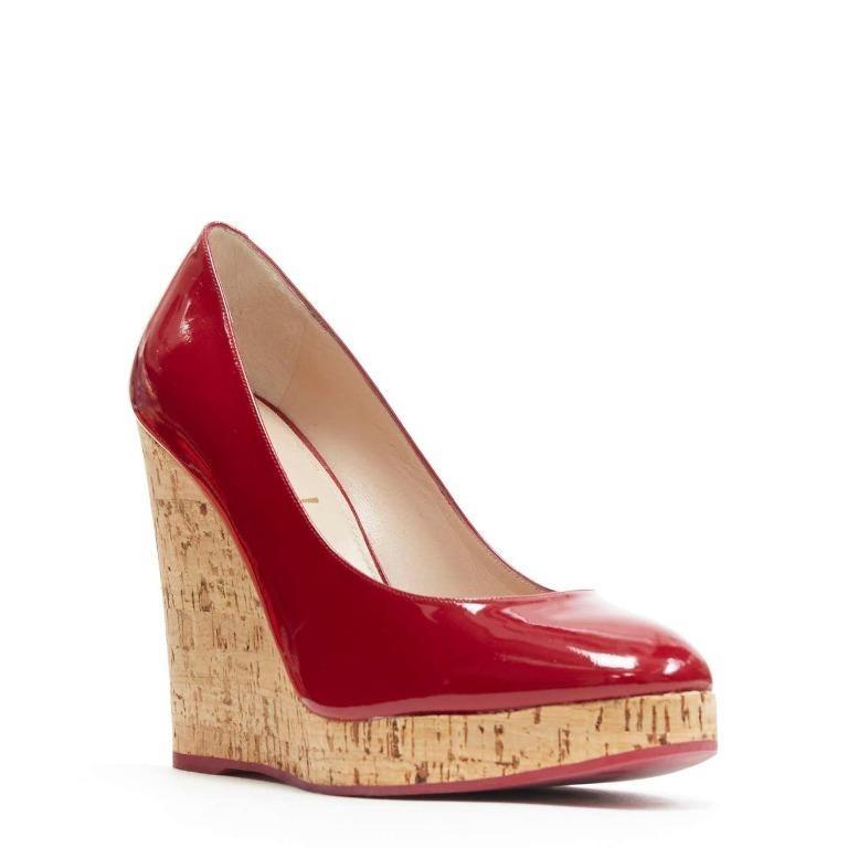 Red patent leather cheap wedges