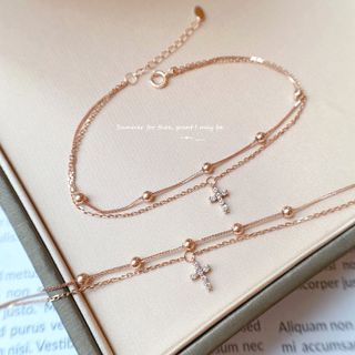 十字架層次感鑽石18k金手鏈 
Cross Layers Diamond 18k Gold Bracelet64226038573058110