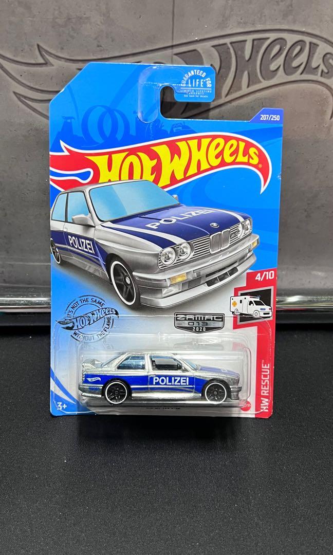 Hot wheels long card mainline 2020 polizei 92' bmw m3 